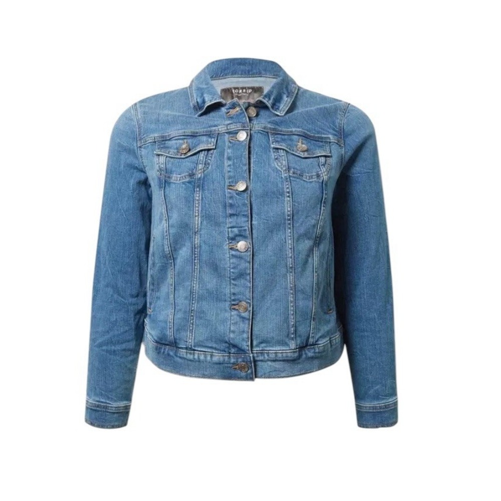 Torrid Jean Jacket Women's Sz‎ 4x Blue Trucker Denim Medium Wash Cotton EUC